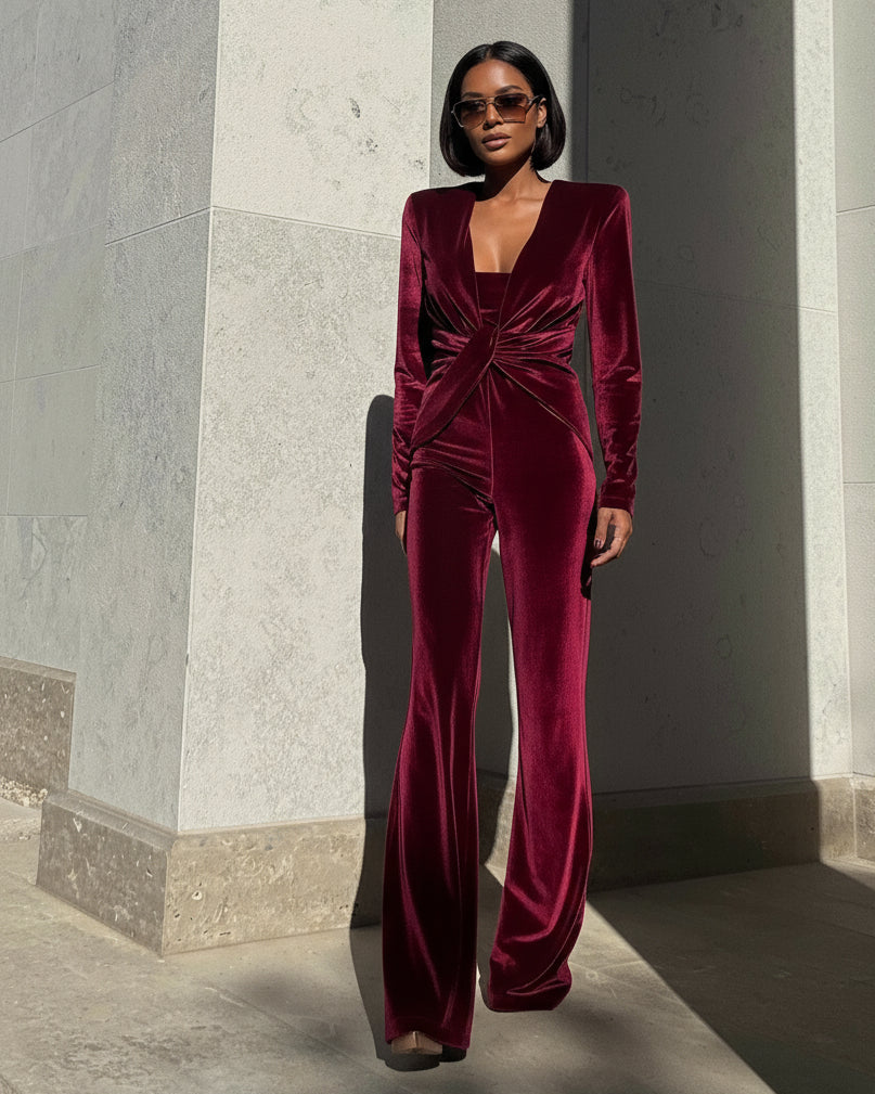 Velvet Catsuit Bordeaux