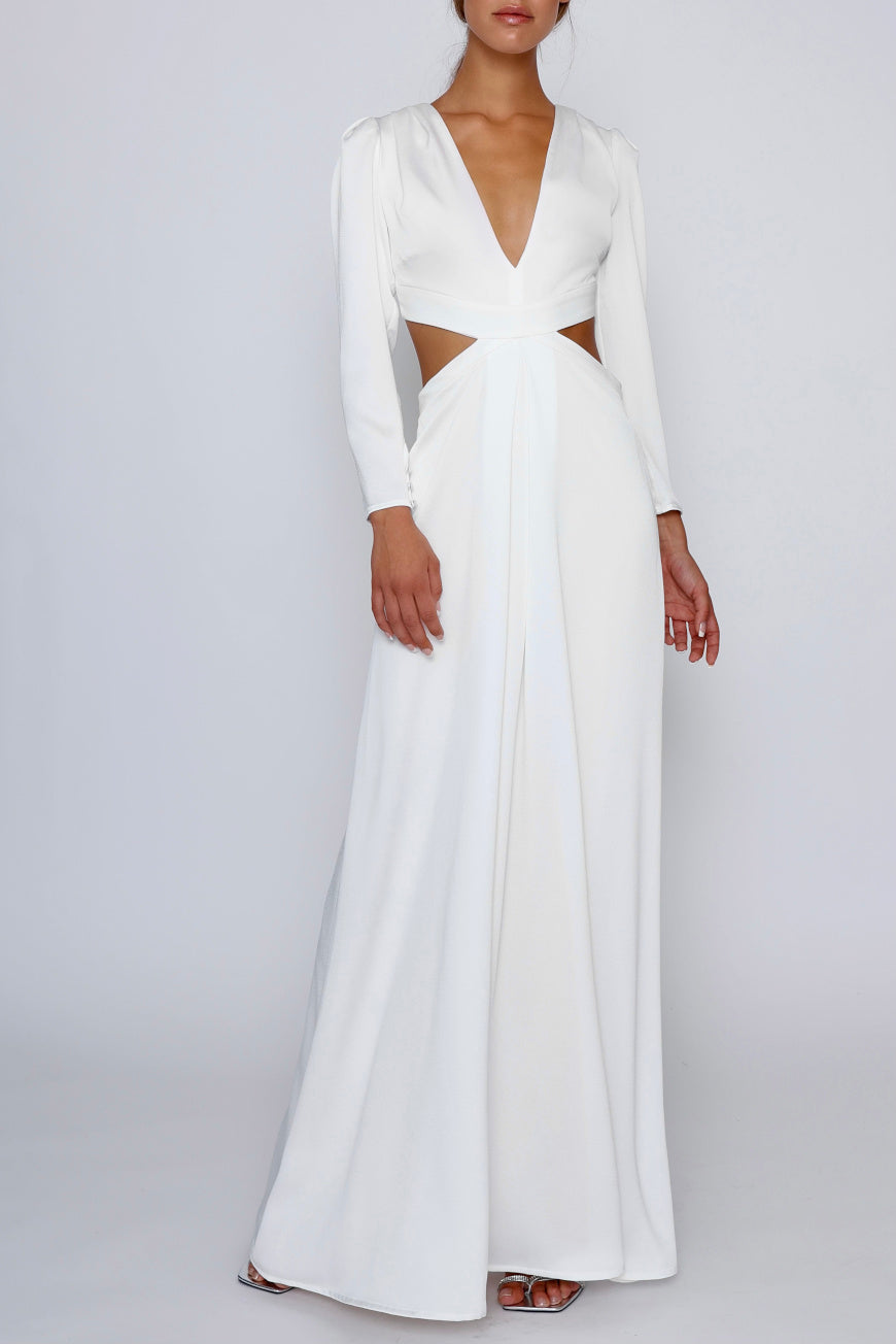 White crepe gown sales