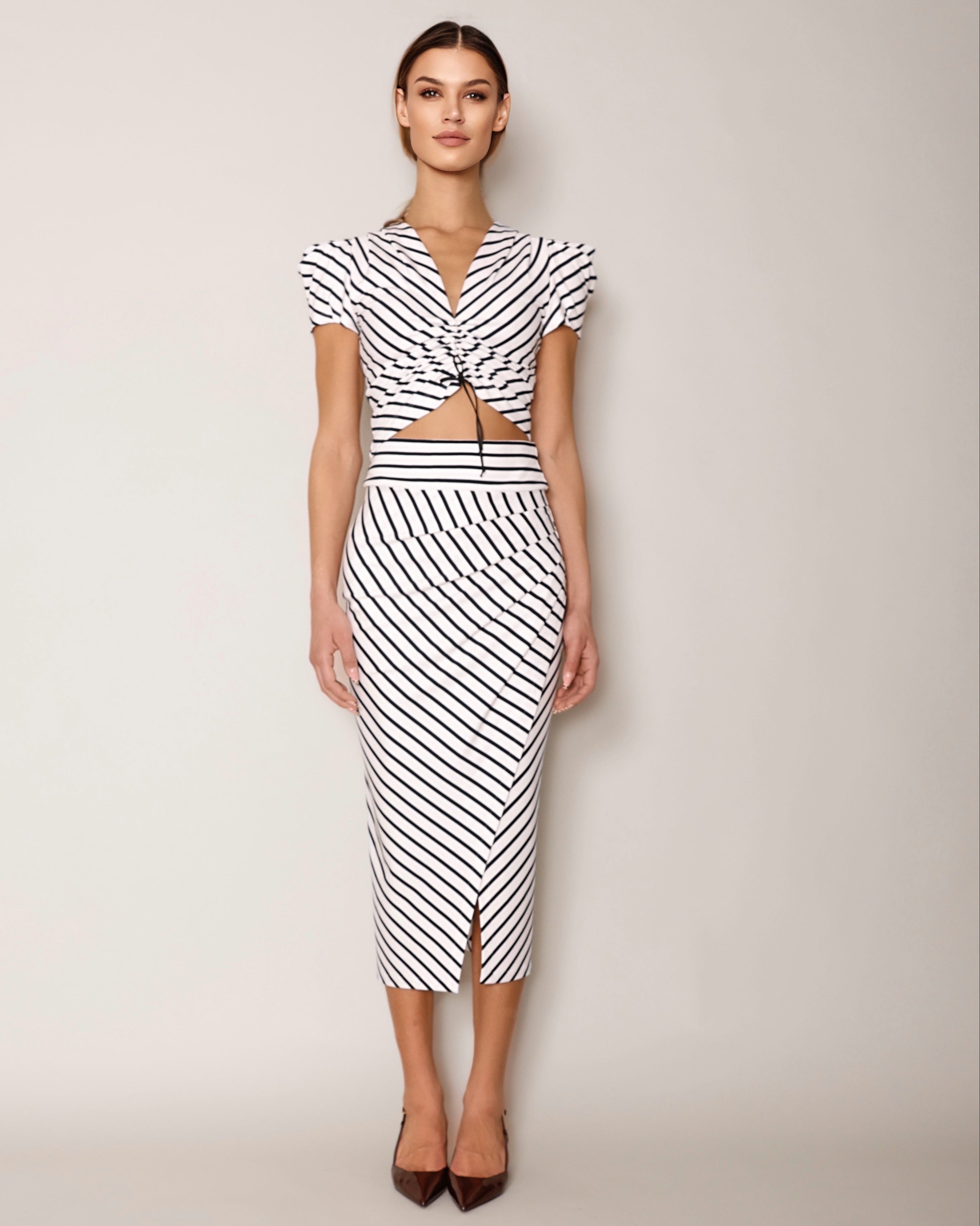 Striped Cropped Jersey Top