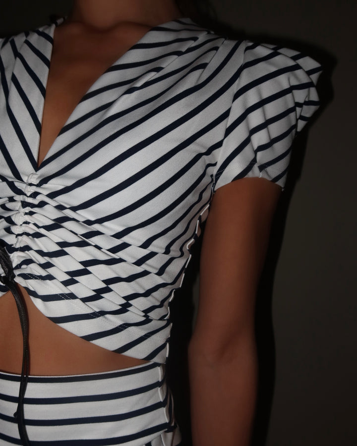 Striped Cropped Jersey Top