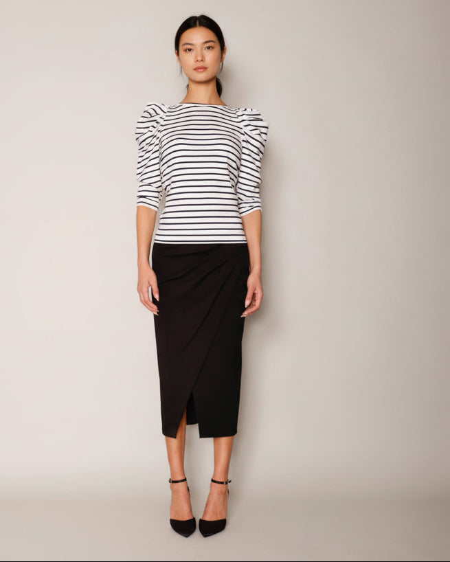 Striped Puffed Shoulder Shirt