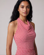 Striped Halterneck Dress Red Breton