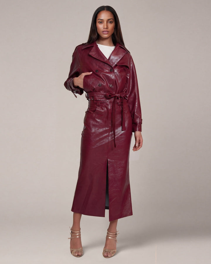 Sporty Midiskirt burgundy vegan Leather