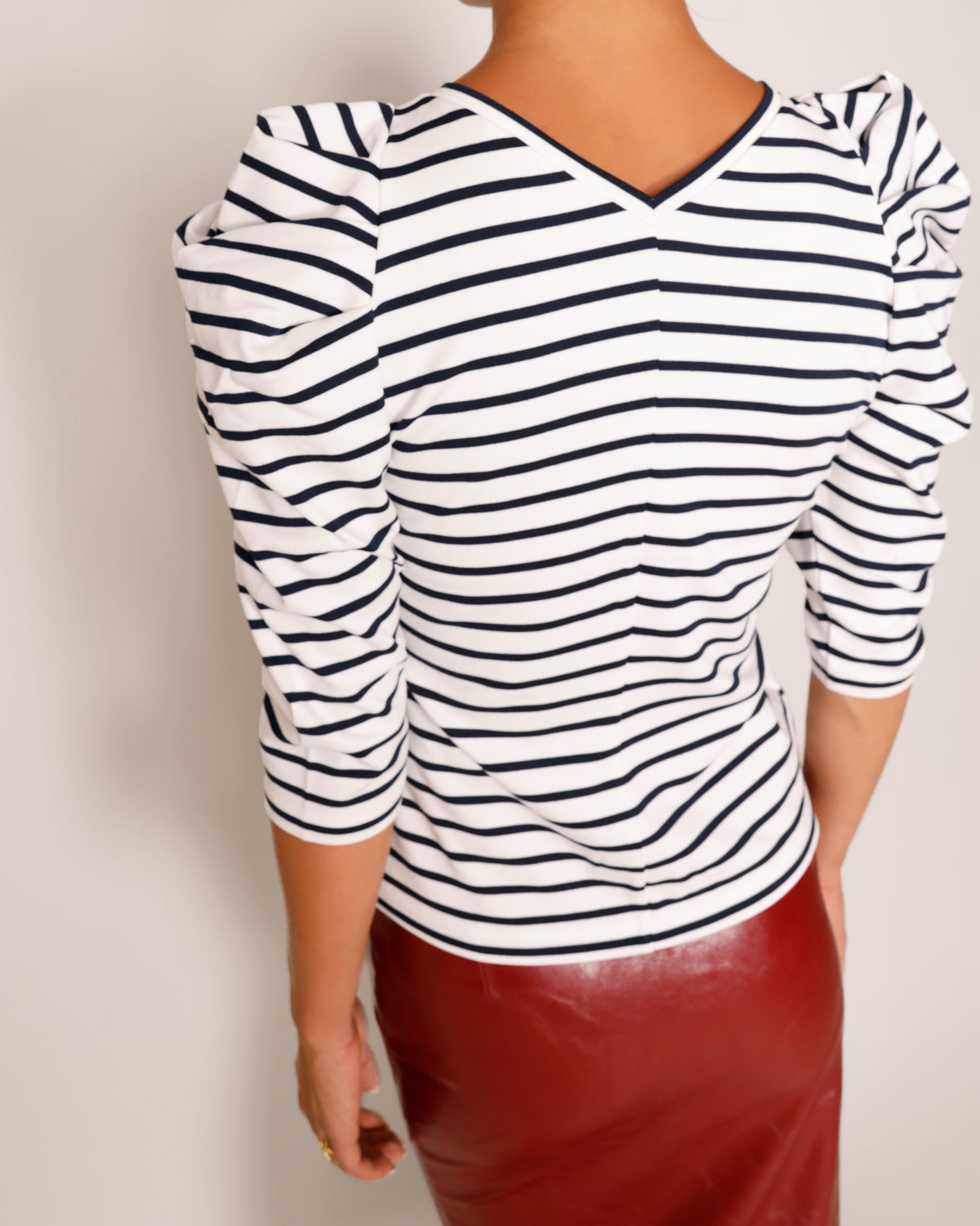 Puffed Shoulder Shirt Striped