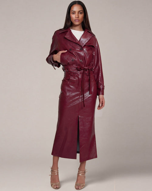 Caban-Jacke aus veganem Leder Burgund von Sonja Kiefer