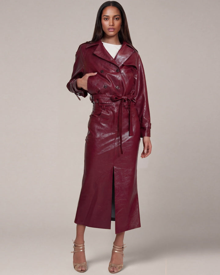 Caban Jacket vegan Leather burgundy