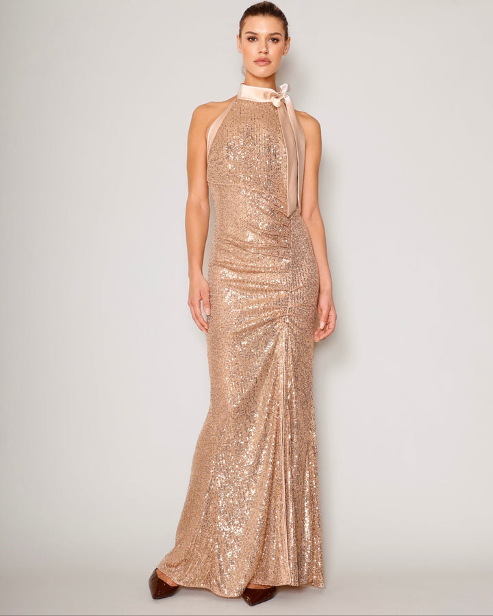 Glow Gold Halterneck Dress