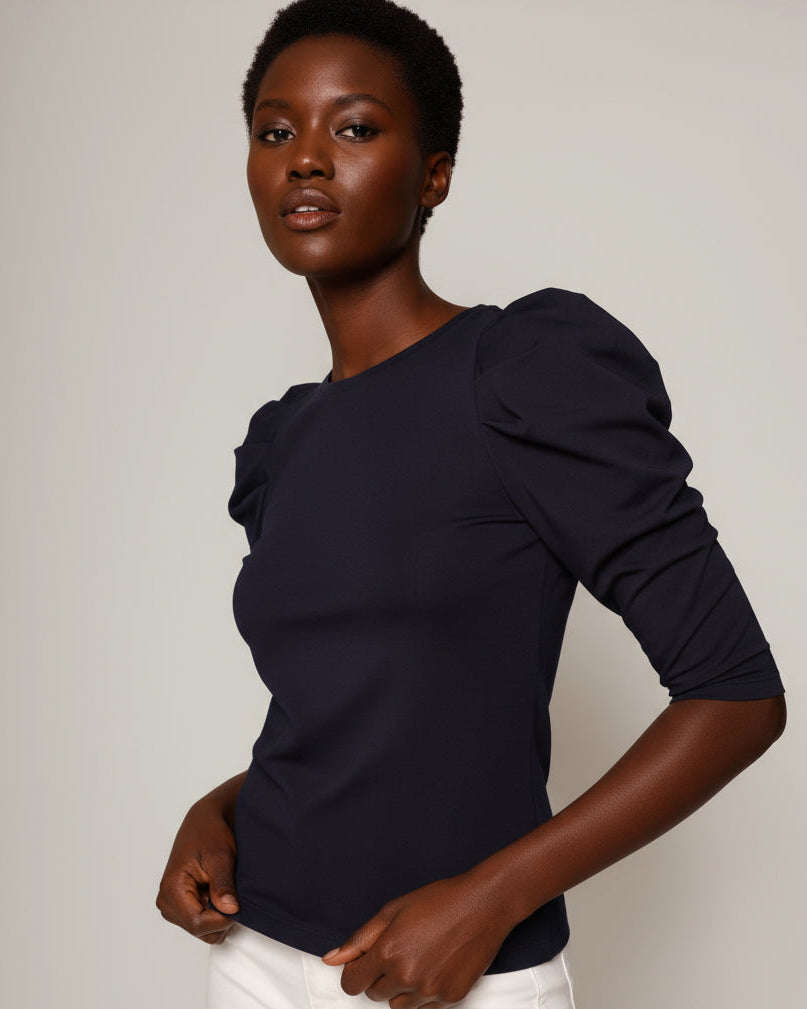 Puffed Sleeved Shirt navy