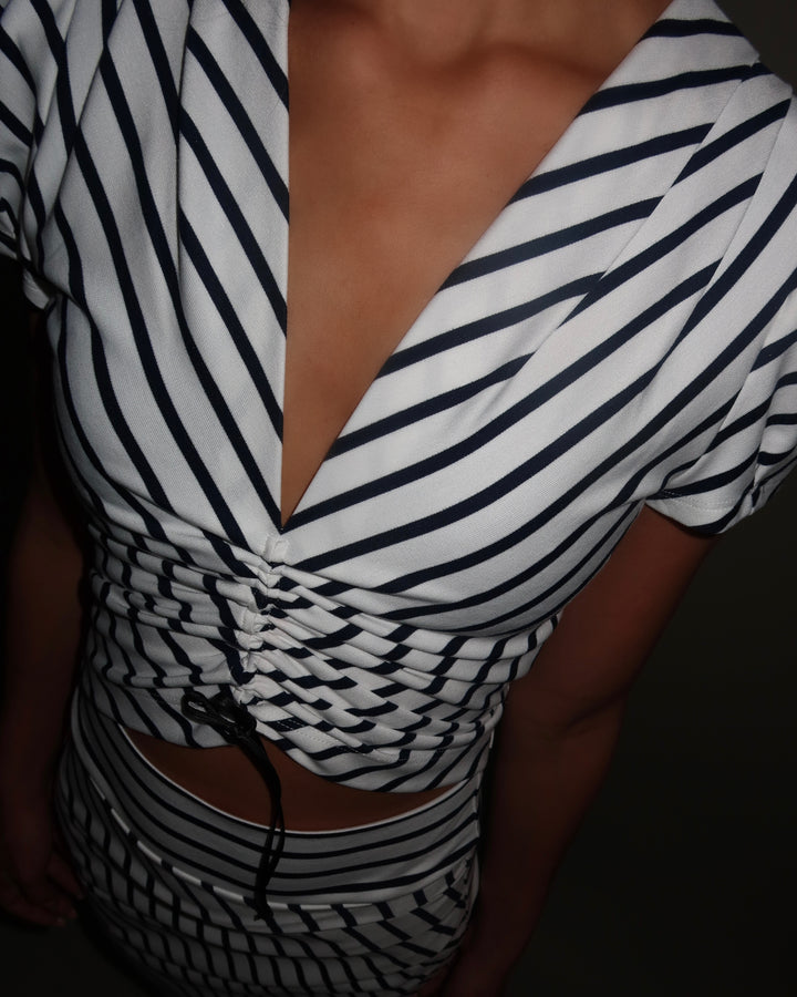Striped Cropped Jersey Top