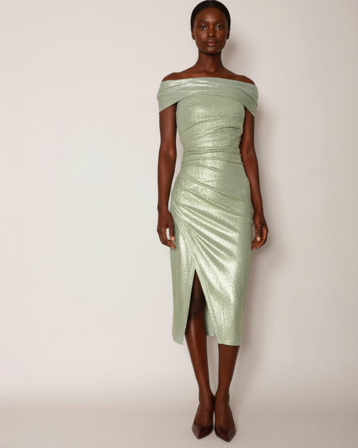 Midi Off-Shoulder Glam light green