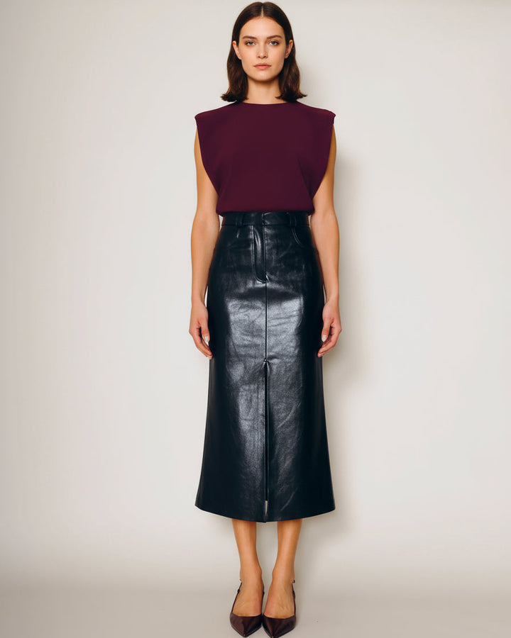 Sporty Midiskirt black vegan Leather