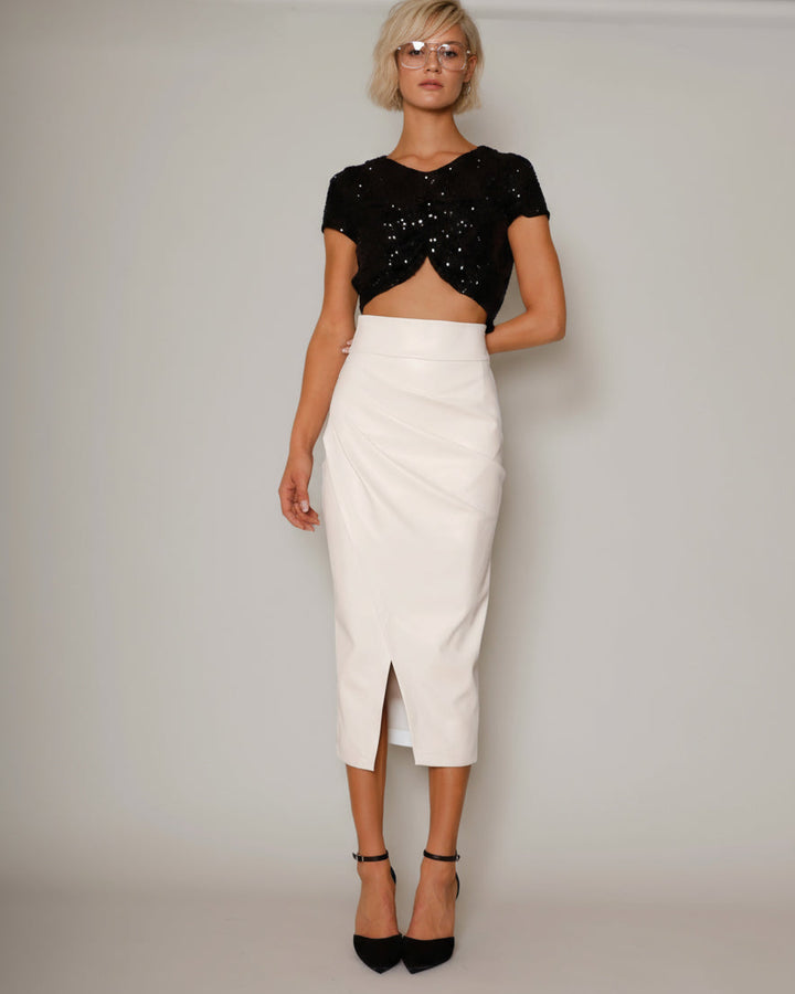 Vegan Leather Midi Skirt marshmellow