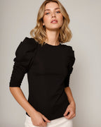 Bluse mit Puffärmeln Schwarz von Sonja Kiefer
