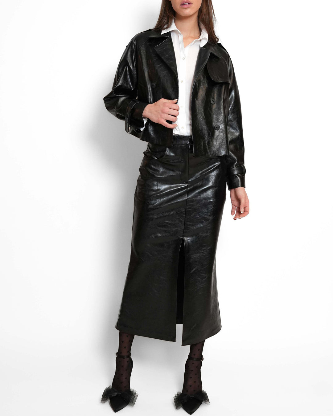 Sporty Midiskirt black vegan Leather