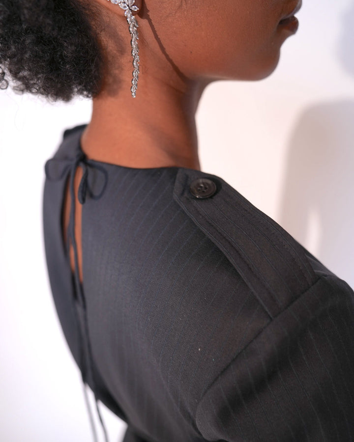 Utility Blouse navy pinstripe