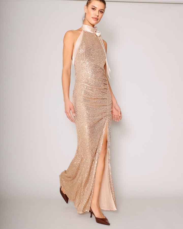 Halterneckdress Glow gold