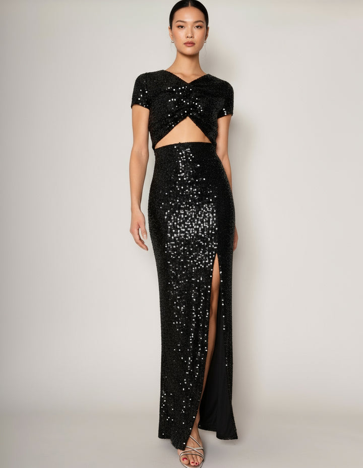 Pailletten Top black