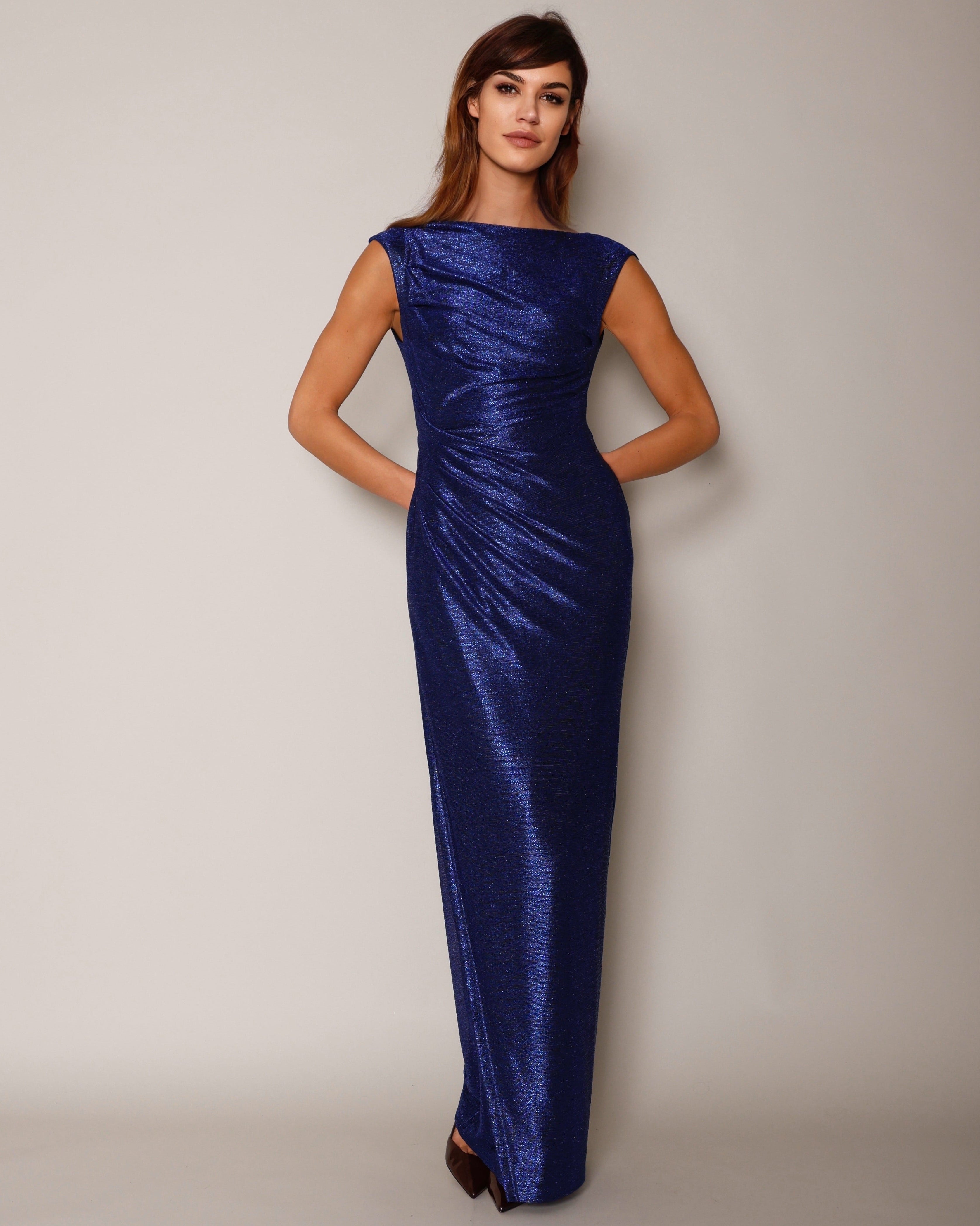 Langes Pailletten-Kleid Invitation Royalblau von Sonja Kiefer