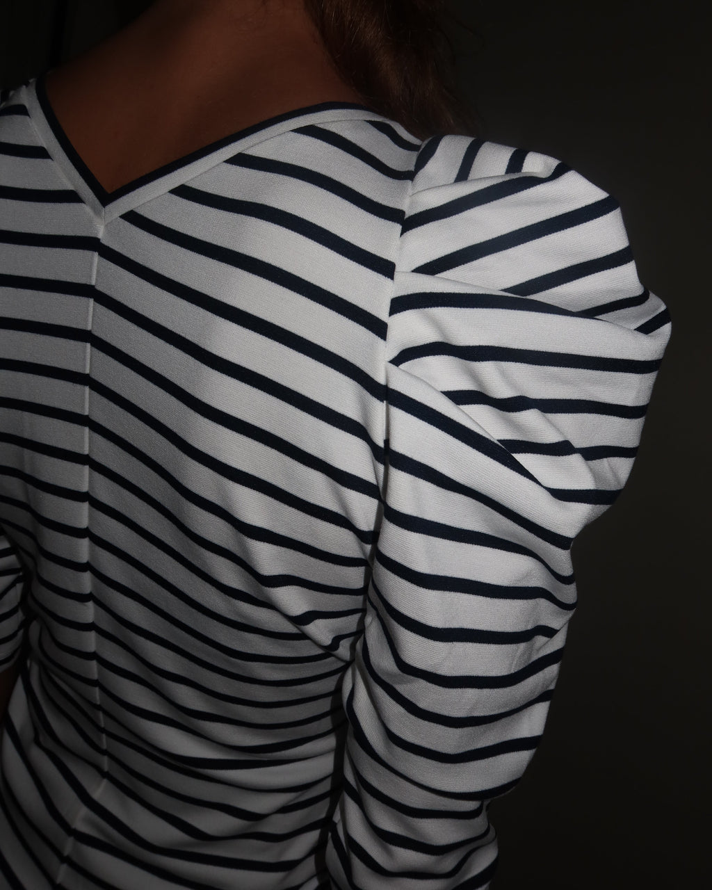Puffed Shoulder Shirt Striped