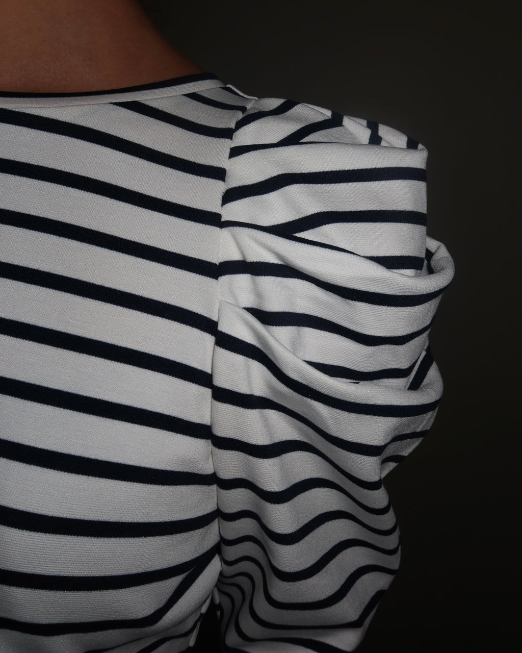 Striped Puffed Shoulder Shirt