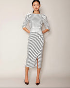 Striped Puffed Shoulder Shirt