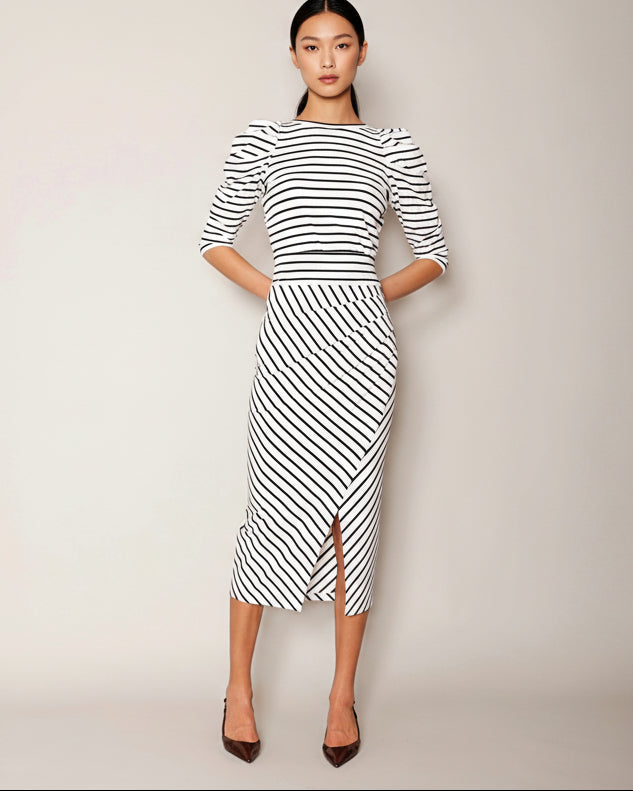 Striped Puffed Shoulder Shirt