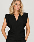 Padded V-Neck Top black