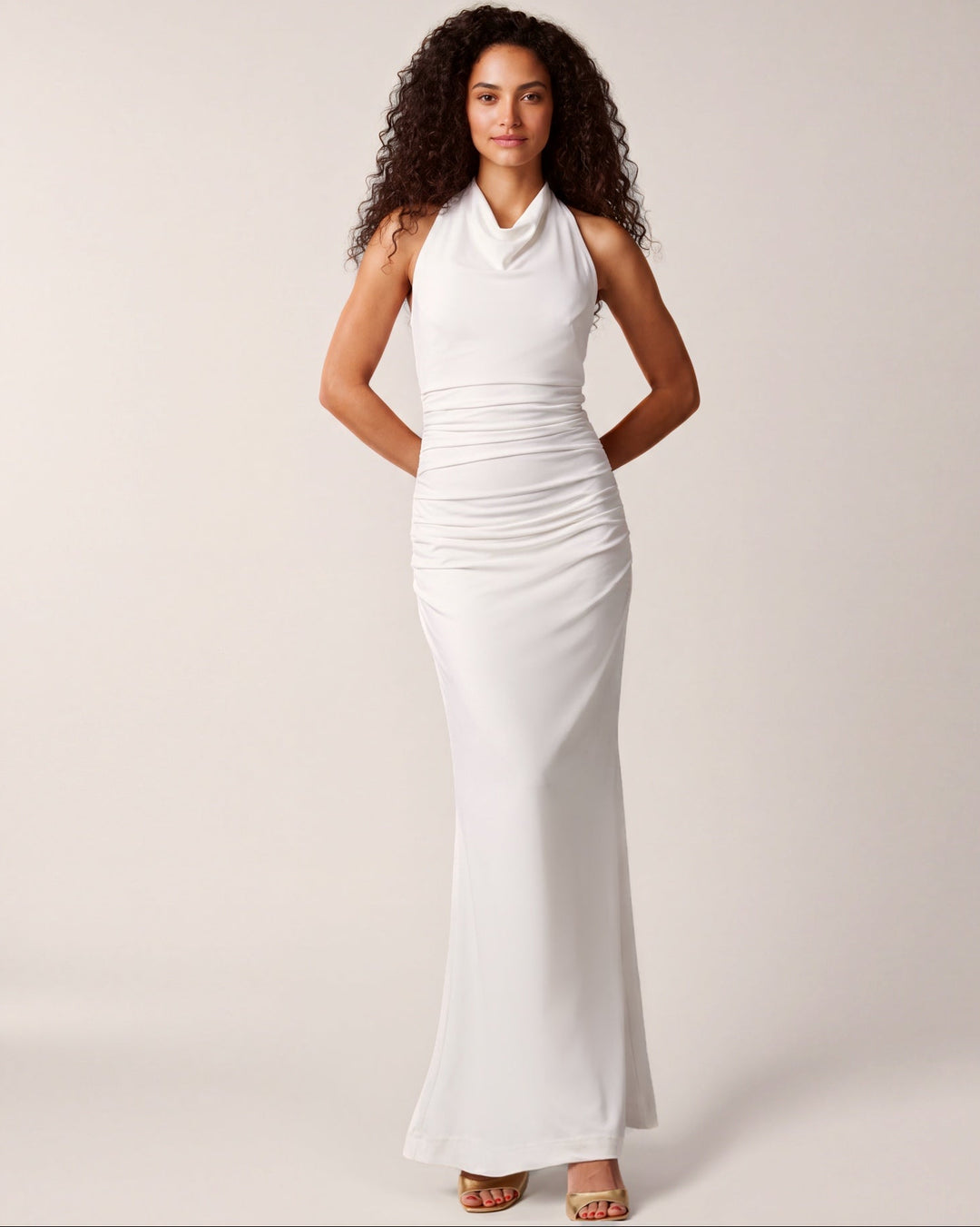 Jersey Drape Dress white
