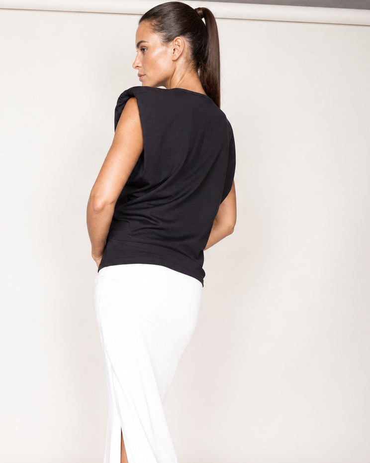 Padded V-Neck Top black