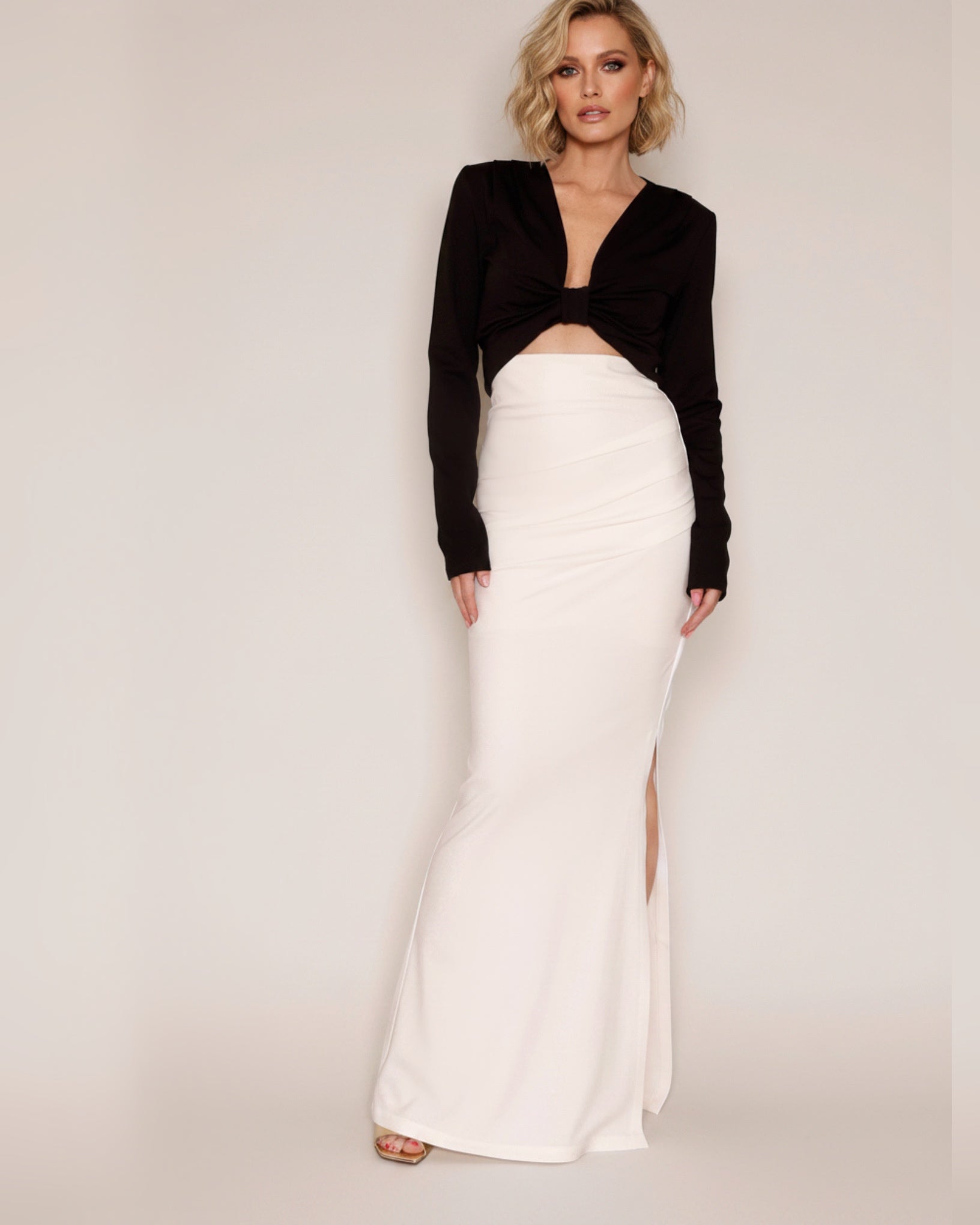 High Waisted Jersey Skirt off white