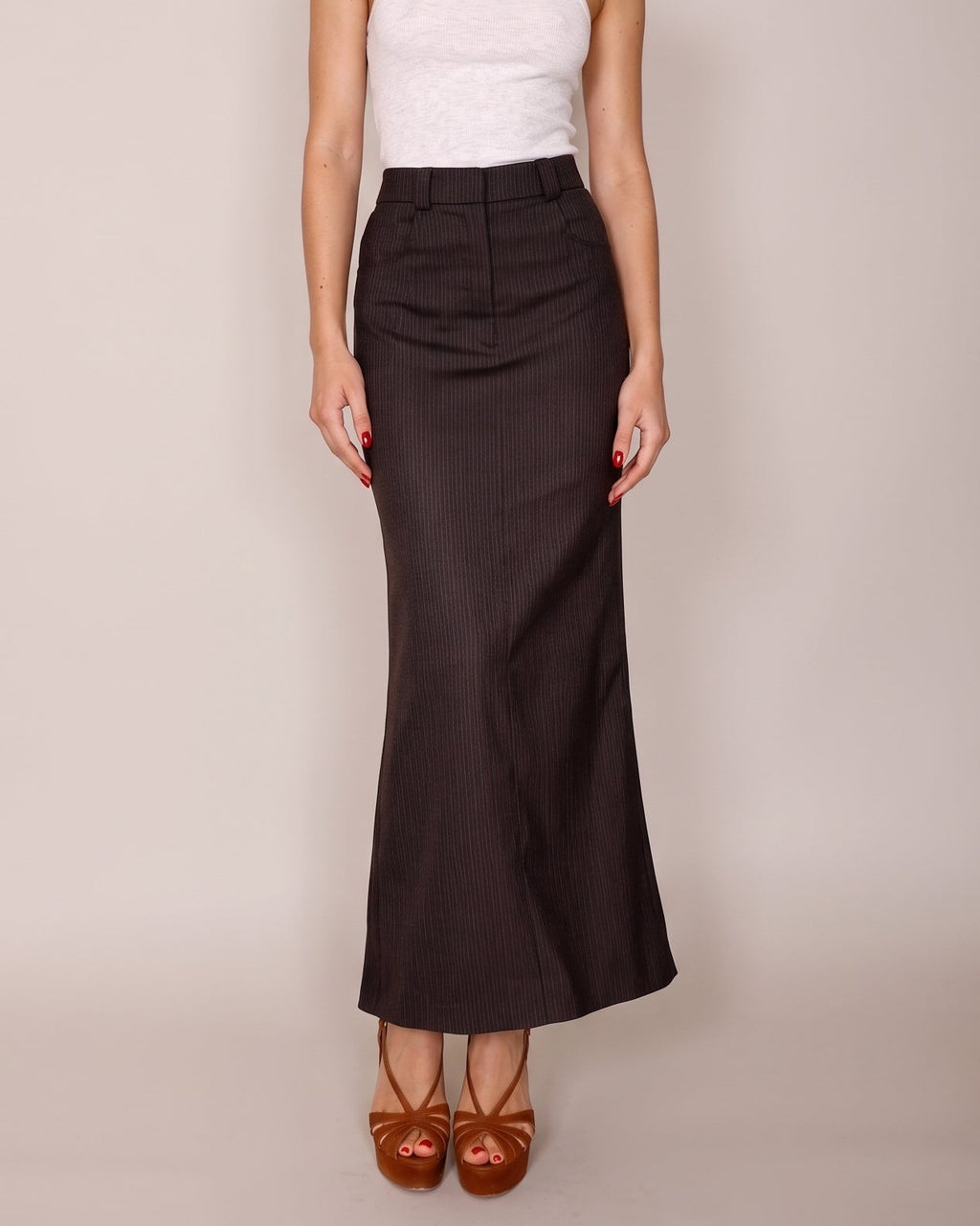 Tailored Pinstripe Skirt black