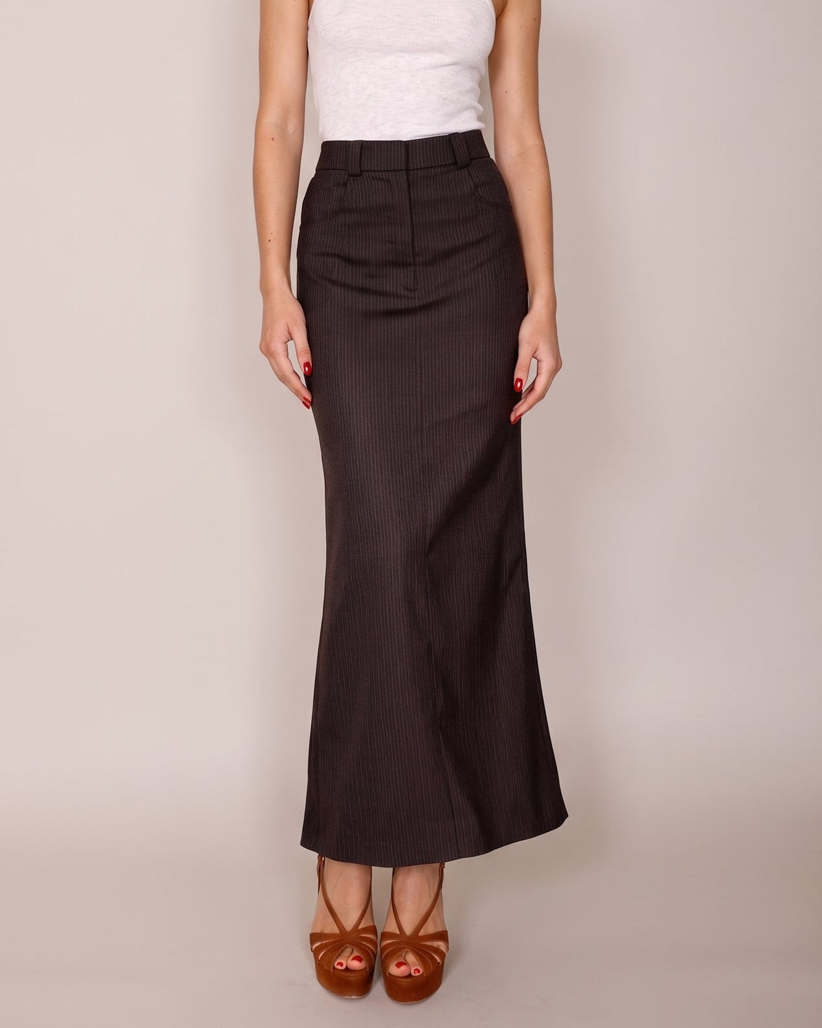 Tailored Pinstripe Skirt black