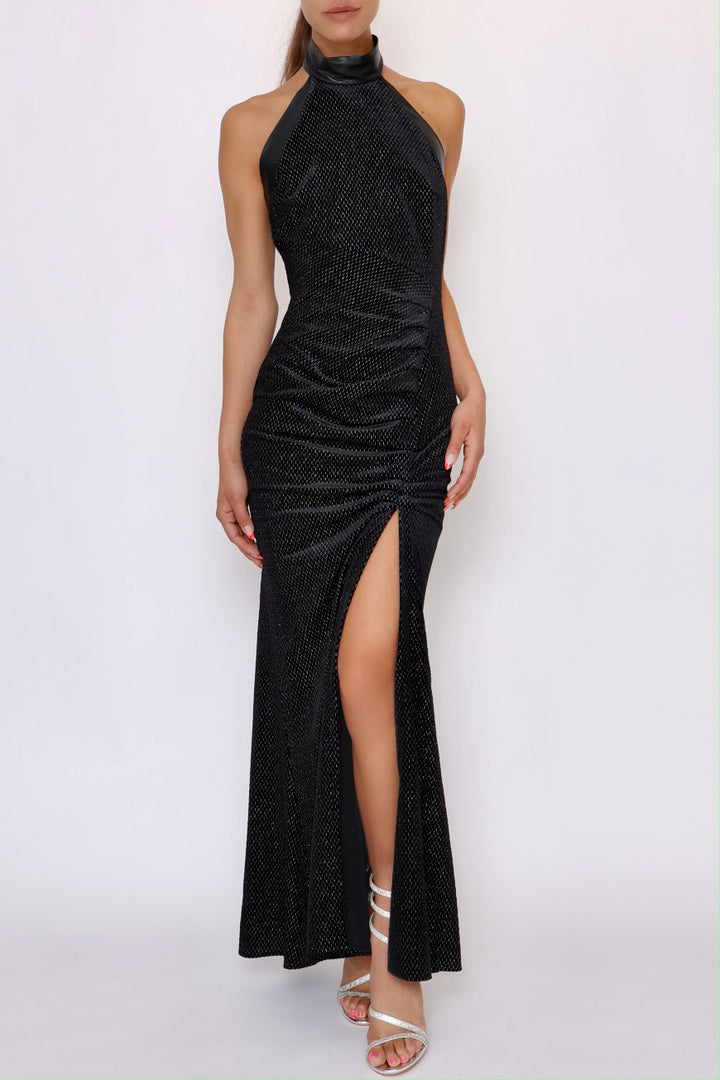 Black Velvet Halterneck Dress