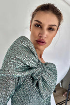 Bow Dress sage green