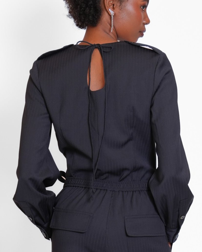Utility Blouse navy pinstripe