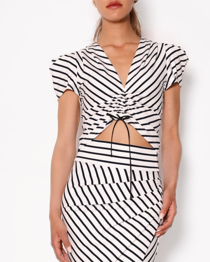 Striped Cropped Jersey Top