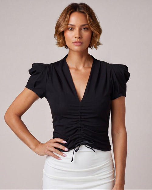Cropped-Top aus Jersey Schwarz von Sonja Kiefer
