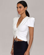 Cropped Jersey Top off white