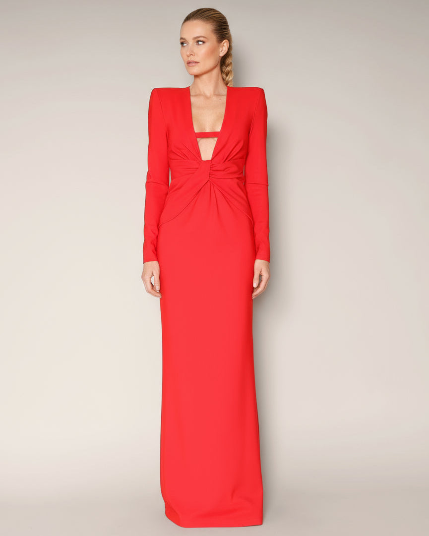 Kleid mit tiefem Ausschnitt Feuerrot von Sonja Kiefer