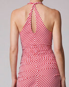 Striped Halterneck Dress Red Breton