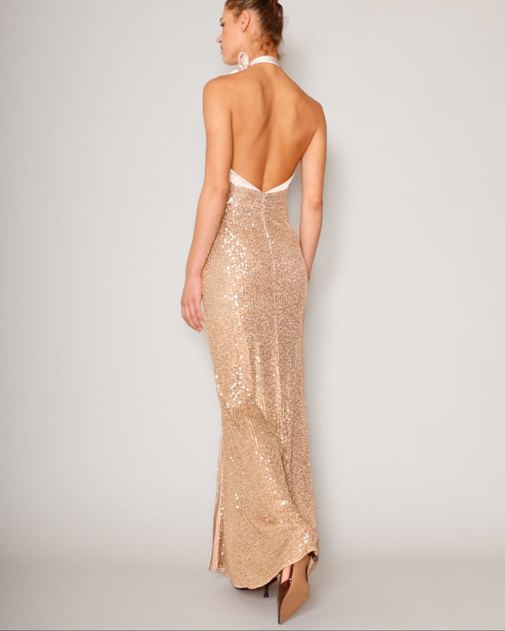 Halterneckdress Glow gold