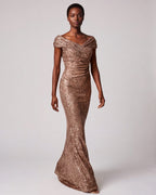 Pailletten-Abendkleid Opera Golden Caramel von Sonja Kiefer