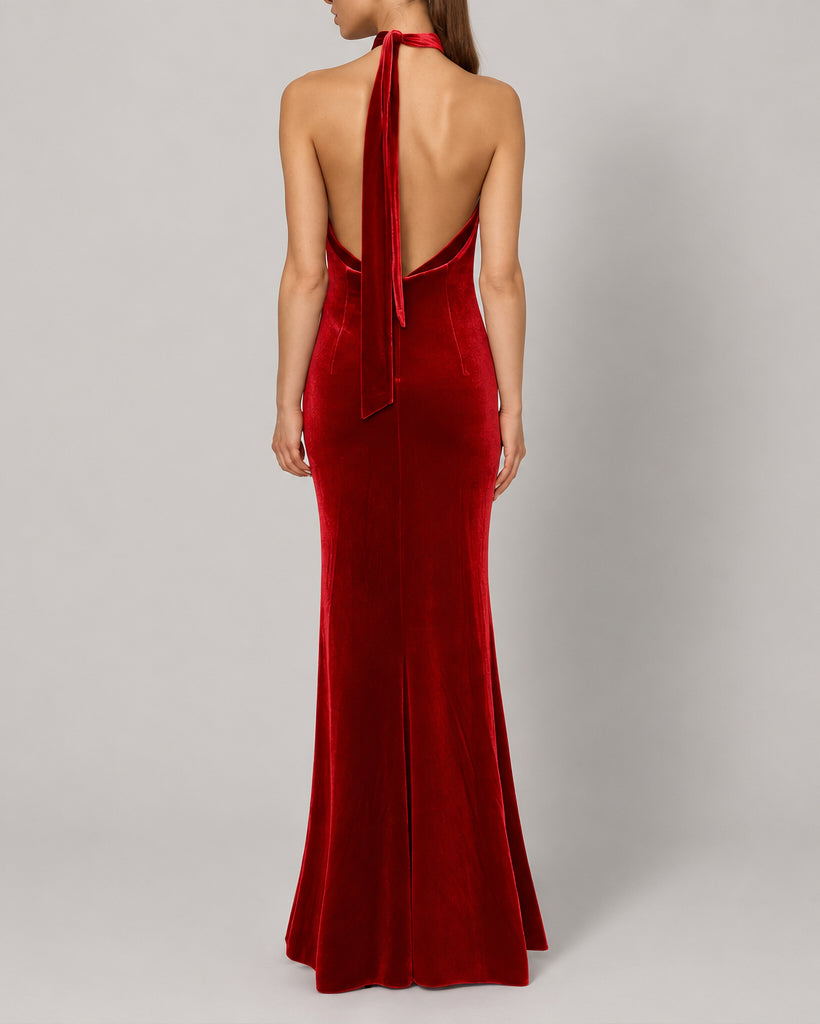 Halterneckdress Velvet cherry