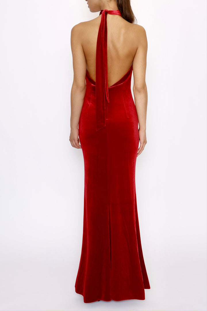 Halterneckdress Velvet cherry