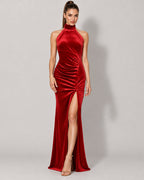 Halterneckdress Velvet cherry