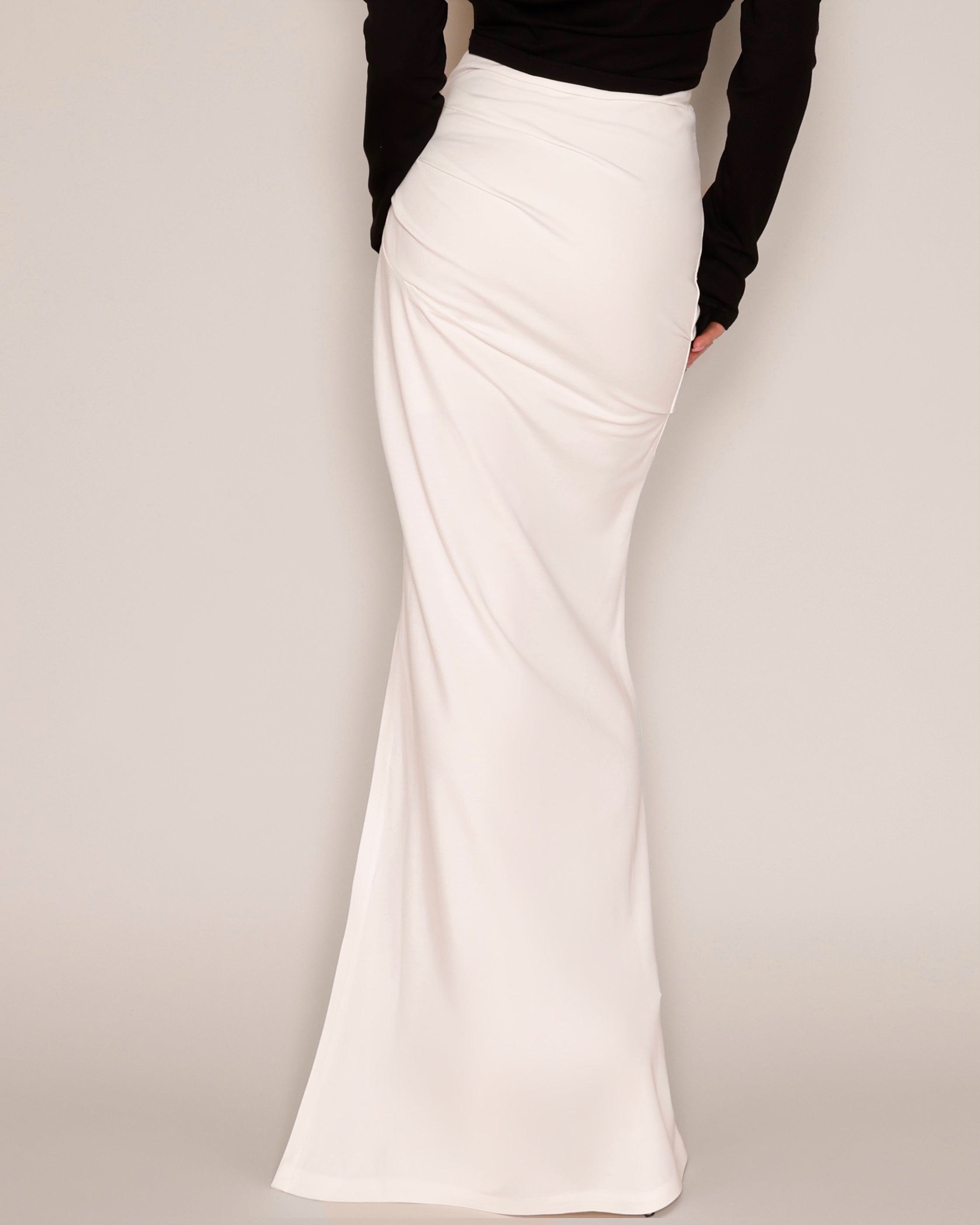 High Waisted Jersey Skirt off white