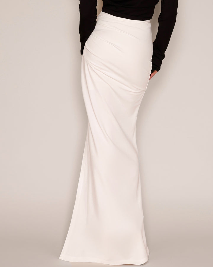 High Waisted Jersey Skirt off white