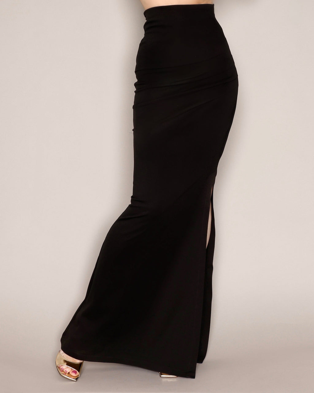 High Waisted Jersey Skirt Black