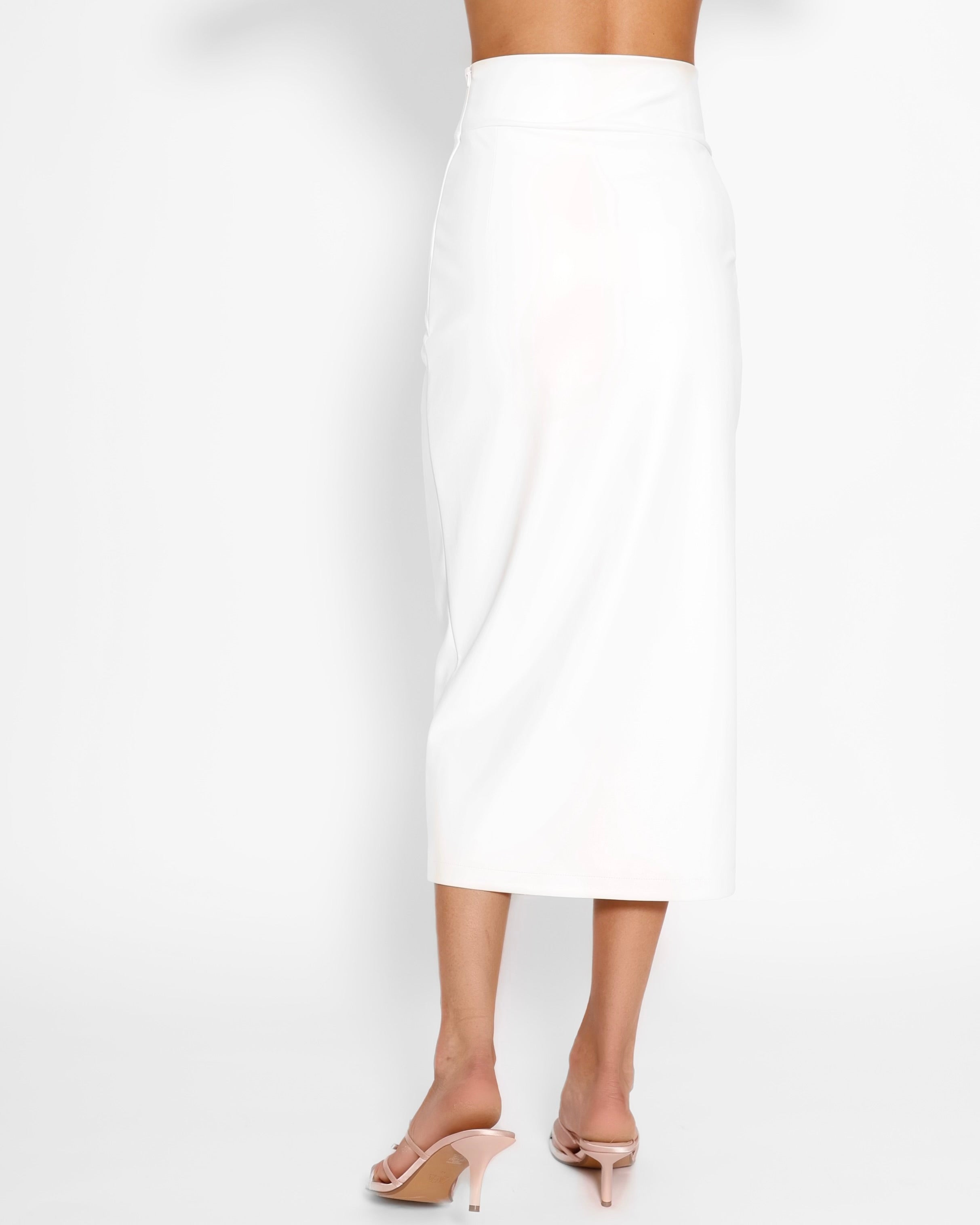 Vegan Leather Midi Skirt marshmellow