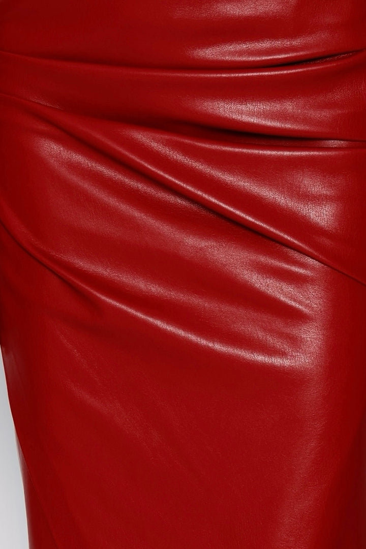 Vegan Leather Midiskirt red